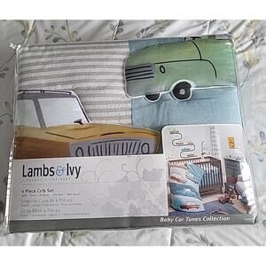 4 Piece Crib Set By Lambs & Ivy - Baby Car Tunes Collection